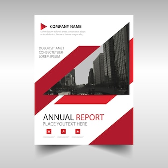 Red annual report book cover template