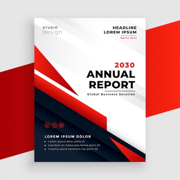 Red annual report or business flyer template design