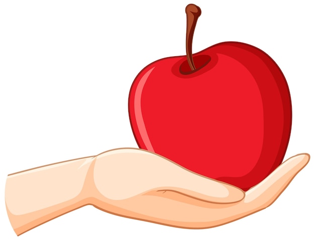 Free vector red apple in hand isolated