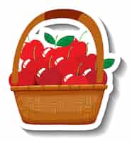 Бесплатное векторное изображение Красные яблоки в корзине на белом фоне