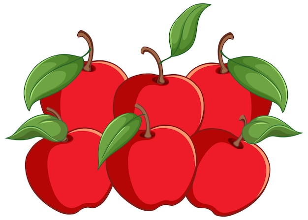 Free vector red apples pile on white background