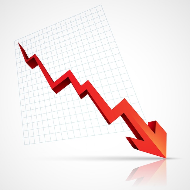 Freccia rossa che punta verso il basso che mostra la crisi