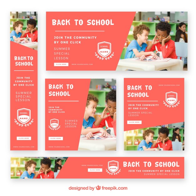 Red back to school web banners