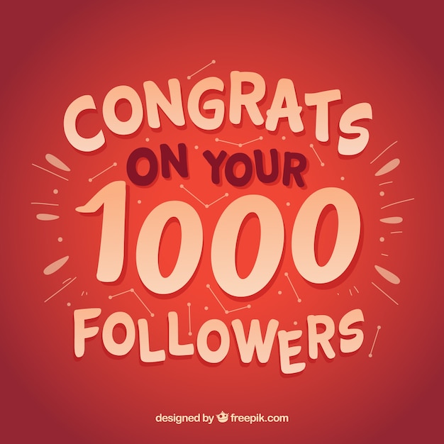 Free vector red background of 1000 followers