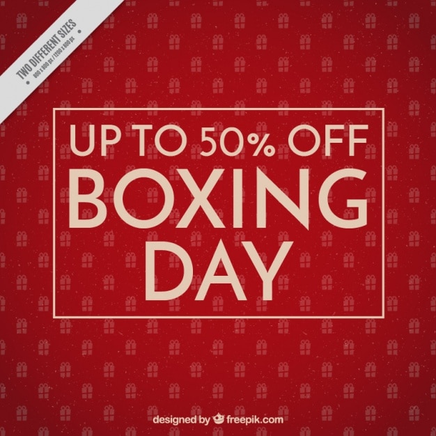 Free vector red background of boxing day discounts