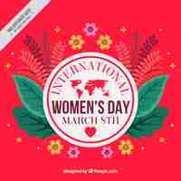 Free vector red background of the international woman's day with floral details