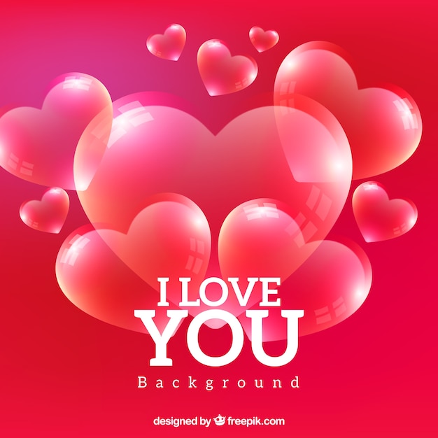 Free vector red background of transparent hearts