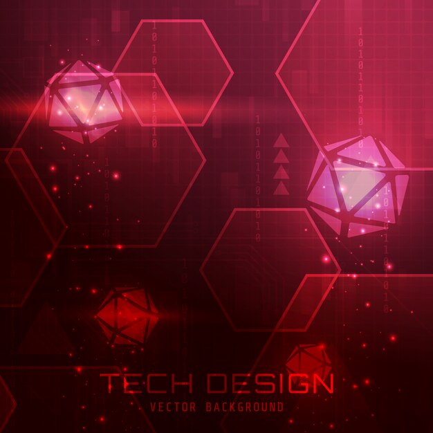 Red background with abstract shapes