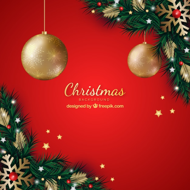 Red background with christmas decoration