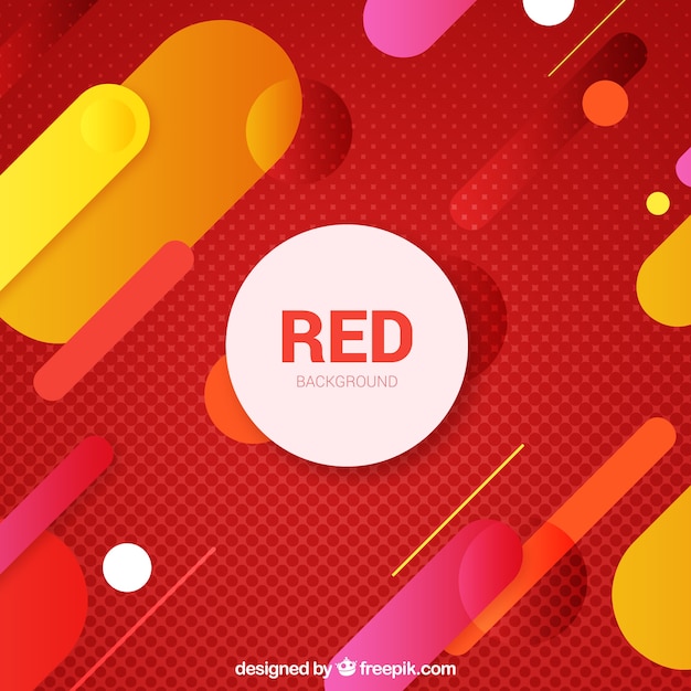 Red background with colored forms