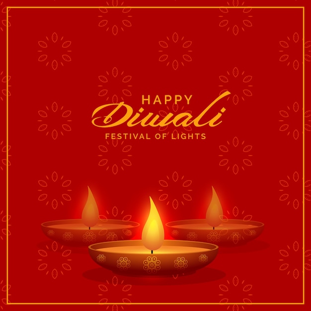 Красный фон с дизайном diwali diya