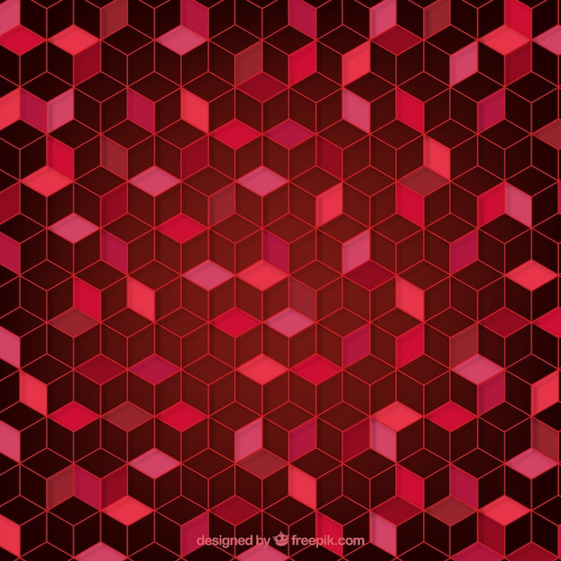 Free vector red background with geometric figures