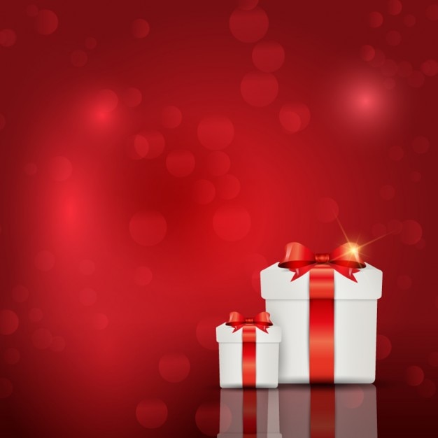 Free Vector red background with giftboxes