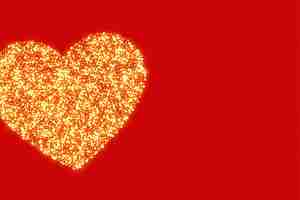 Free vector red background with golden glitter heart