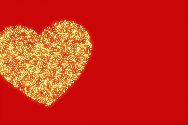 Red background with golden glitter heart