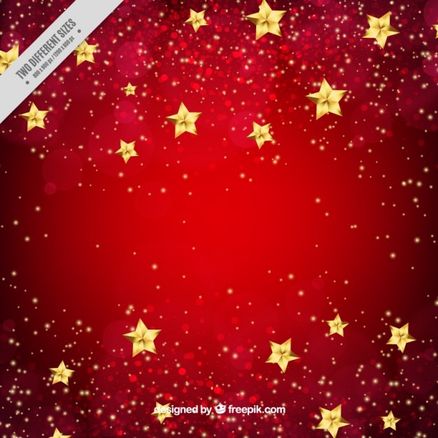 Free vector red background with golden stars