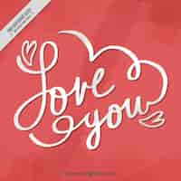 Free vector red background with love lettering