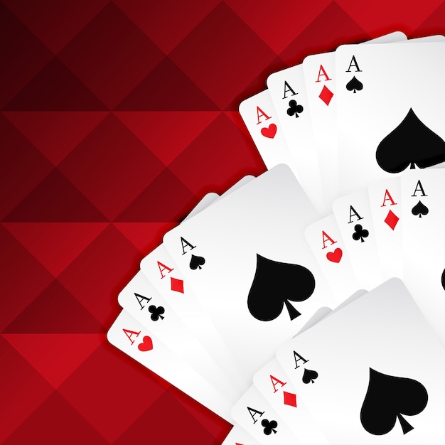 Free vector red background with playing cards