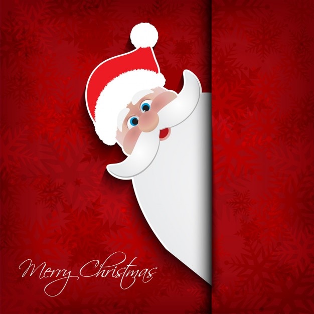 Free vector red background with santa claus