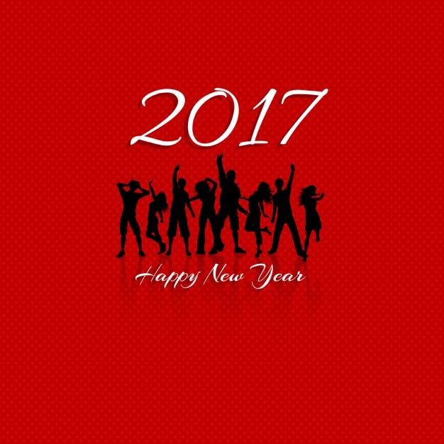 Red background with silhouettes for new year