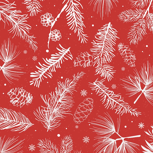 Red background with winter decoration vector