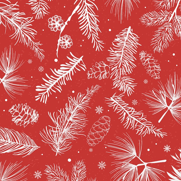 Free vector red background with winter decoration