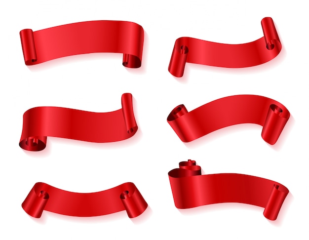 Free vector red big ribbons collection