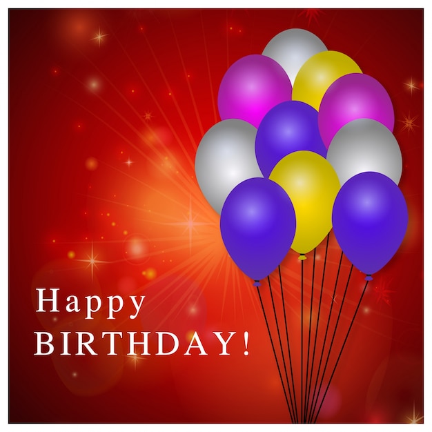 Free vector red birthday template with balloons