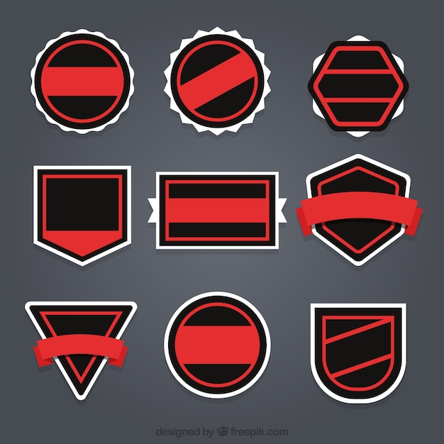 Free vector red and black badges