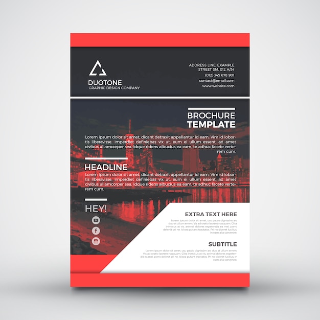 Free vector red and black brochure