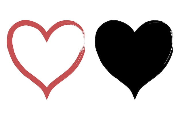 Free Vector red and black brush stroke hearts