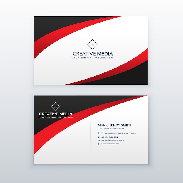 Free vector red and black business card template