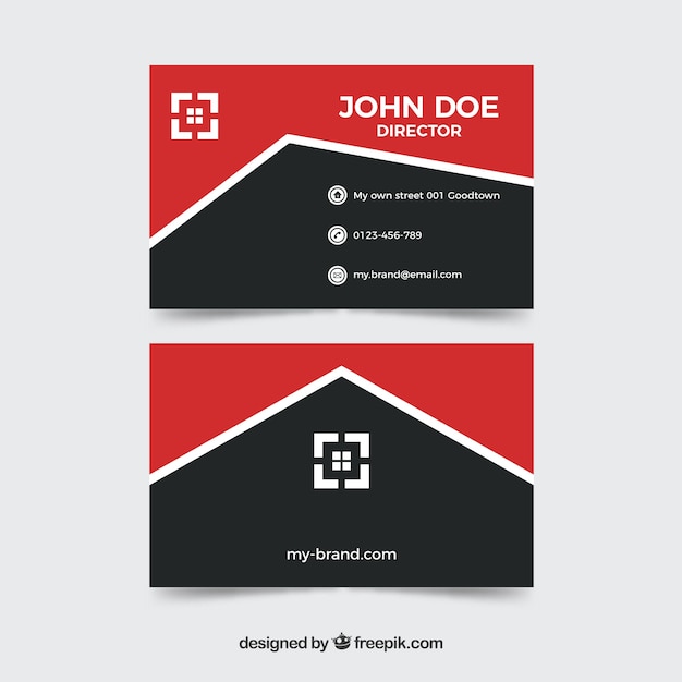 Red and black business card