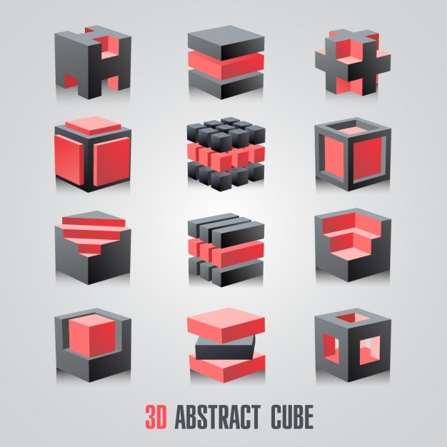 Vettore gratuito 3d set cubo logotype