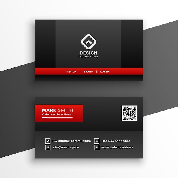 Red and black dark business card template design