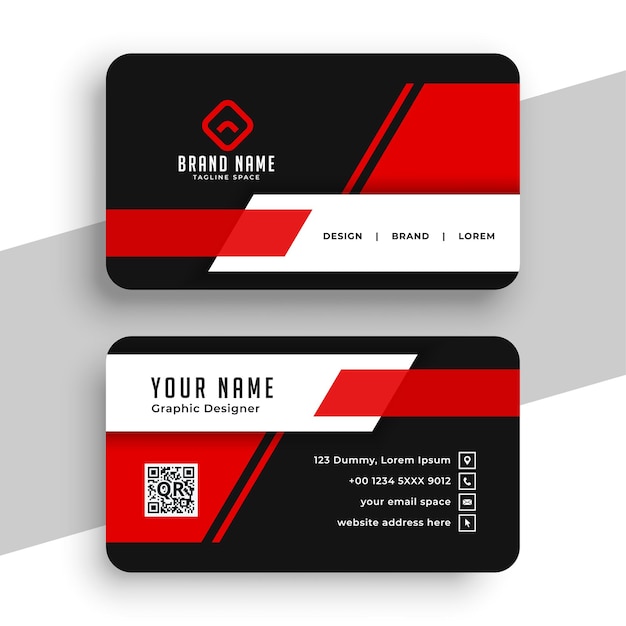Red and black elegant business card template vector