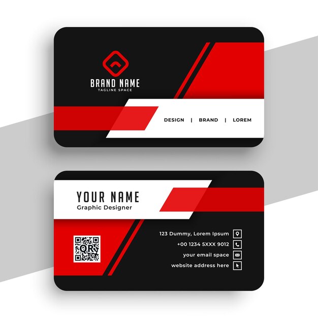 Красный и черный элегантный вектор шаблона визитной карточки