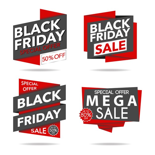 Red and black friday sale logo collection