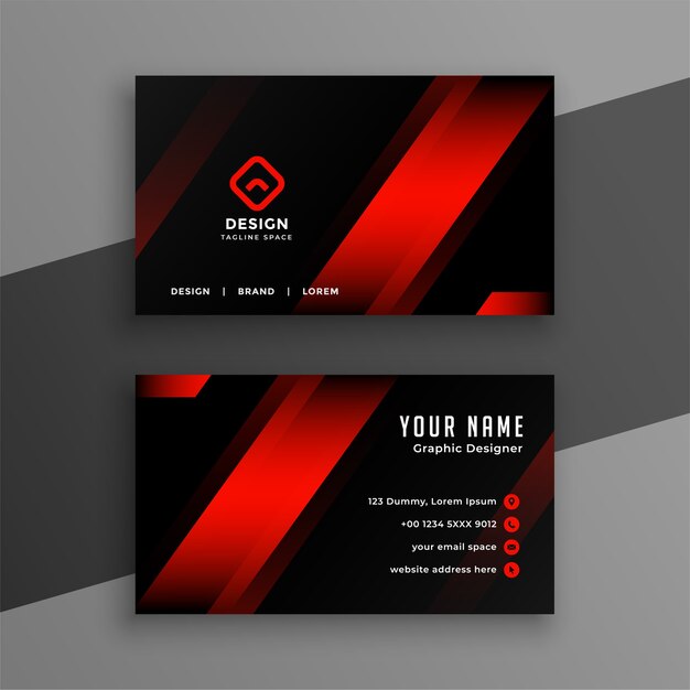 Red and black geometric business card design template