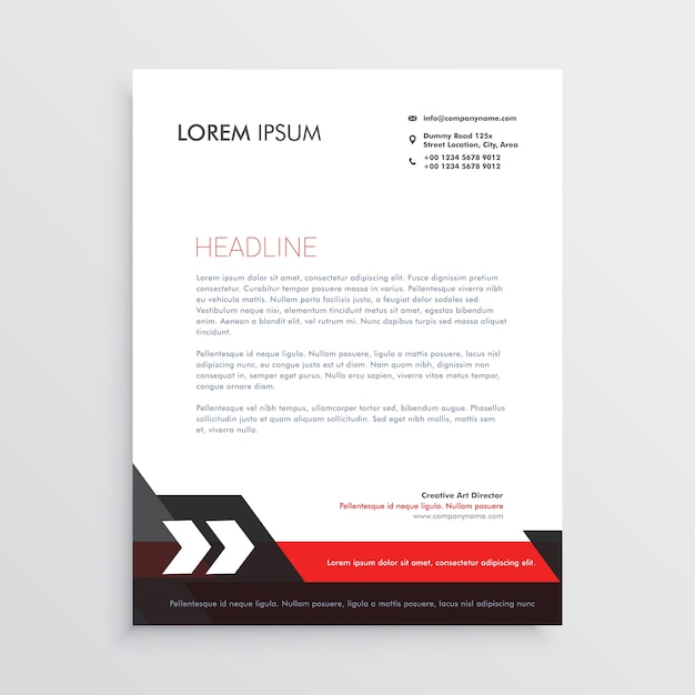 Free vector red black letterhead template design