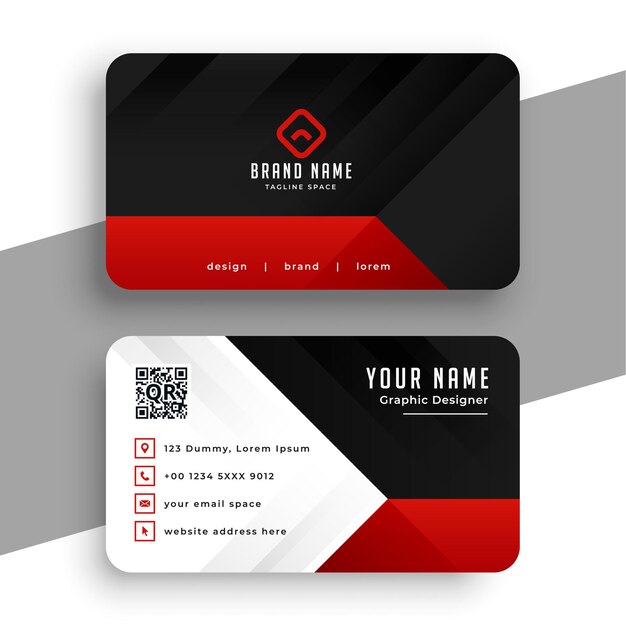 Red and black modern business card template