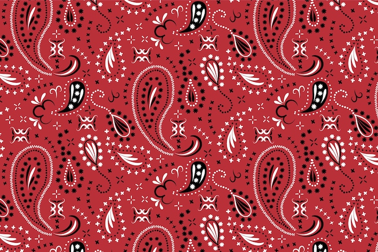 Free Vector red and black paisley bandana pattern