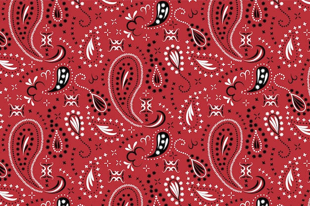 빨간색과 검은 색 페이즐리 두건 패턴