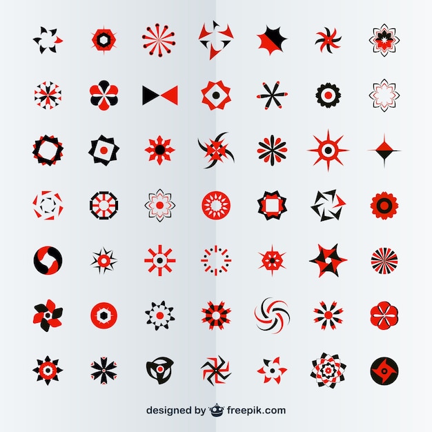 Red and black sun logos