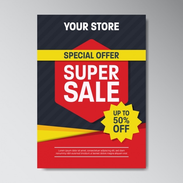 Free vector red and black super sale flyer