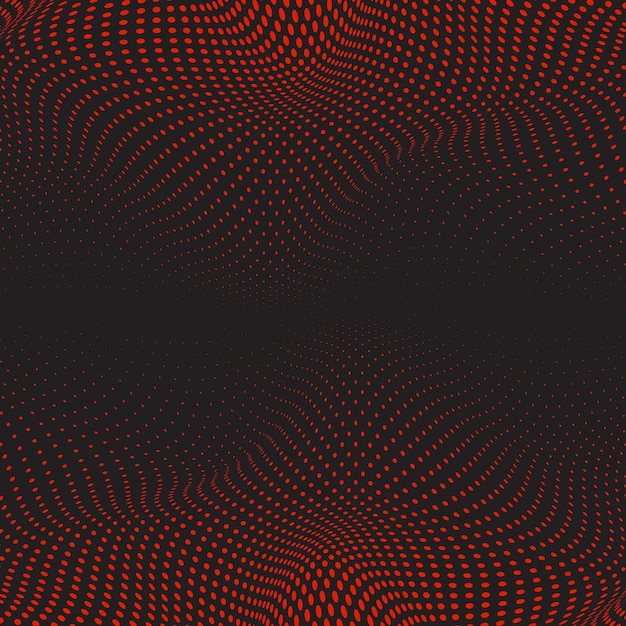 Red and black wavy halftone background vector