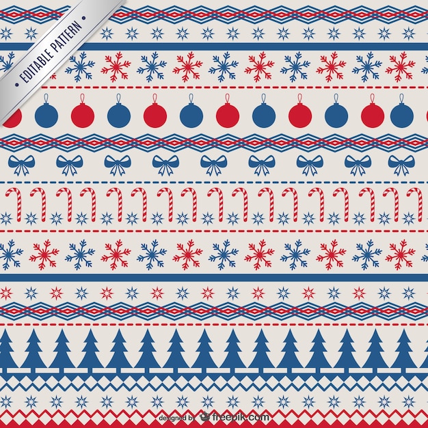 Free vector red and blue christmas pattern