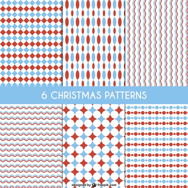 Red and blue Christmas patterns