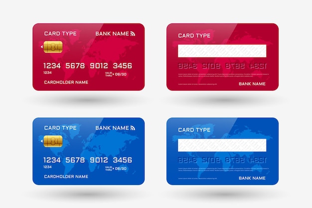 Red and blue credit card template