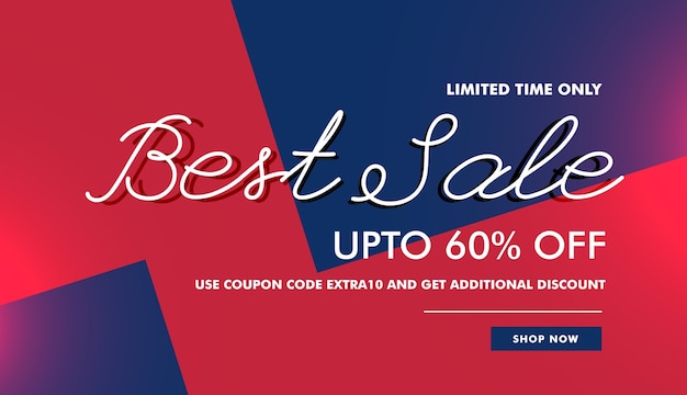 Red and blue discount voucher with pretty letters